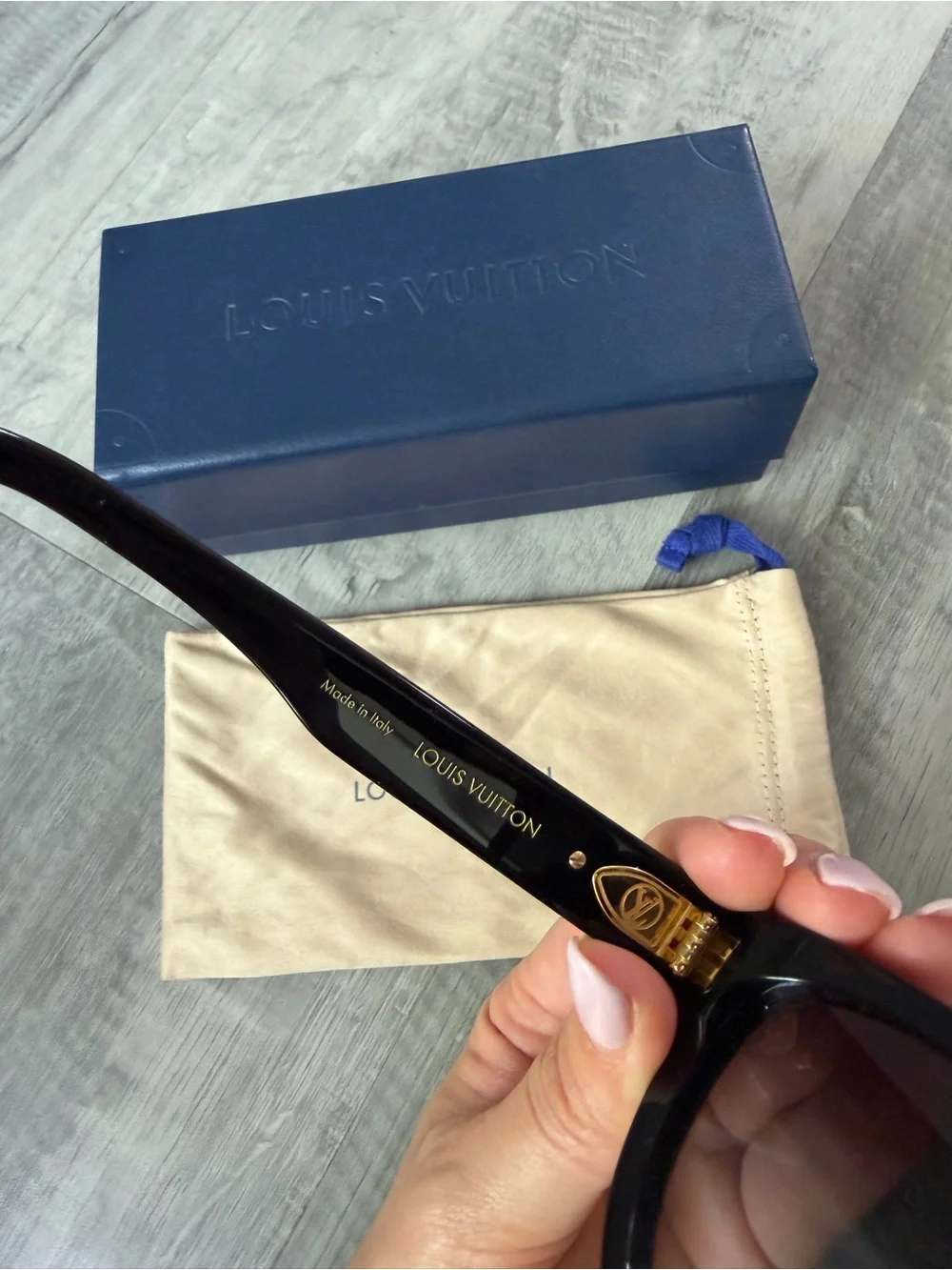 Louis Vuitton Black Cat-Eye Sunglasses with Gold Accents
